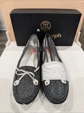 Marc Joseph and White Dotted Leather Loafers
